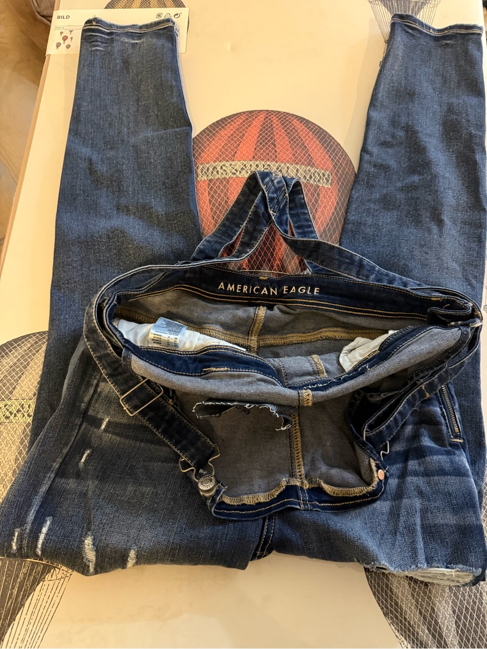 American Eagle Outfitters women’s Dark Blue Distressed Skinny Jeans